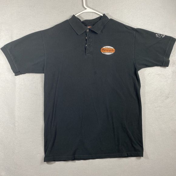 Harley Davidson Cycles Polo Shirt Mens XL Black Knit Logo Biker Motorcycle Denve - Picture 1 of 11